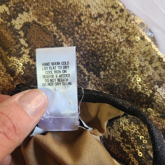 Cache Sequin Python Snake Print Halter Lined Knee Length Party Cocktail Dress - Picture 8 of 11